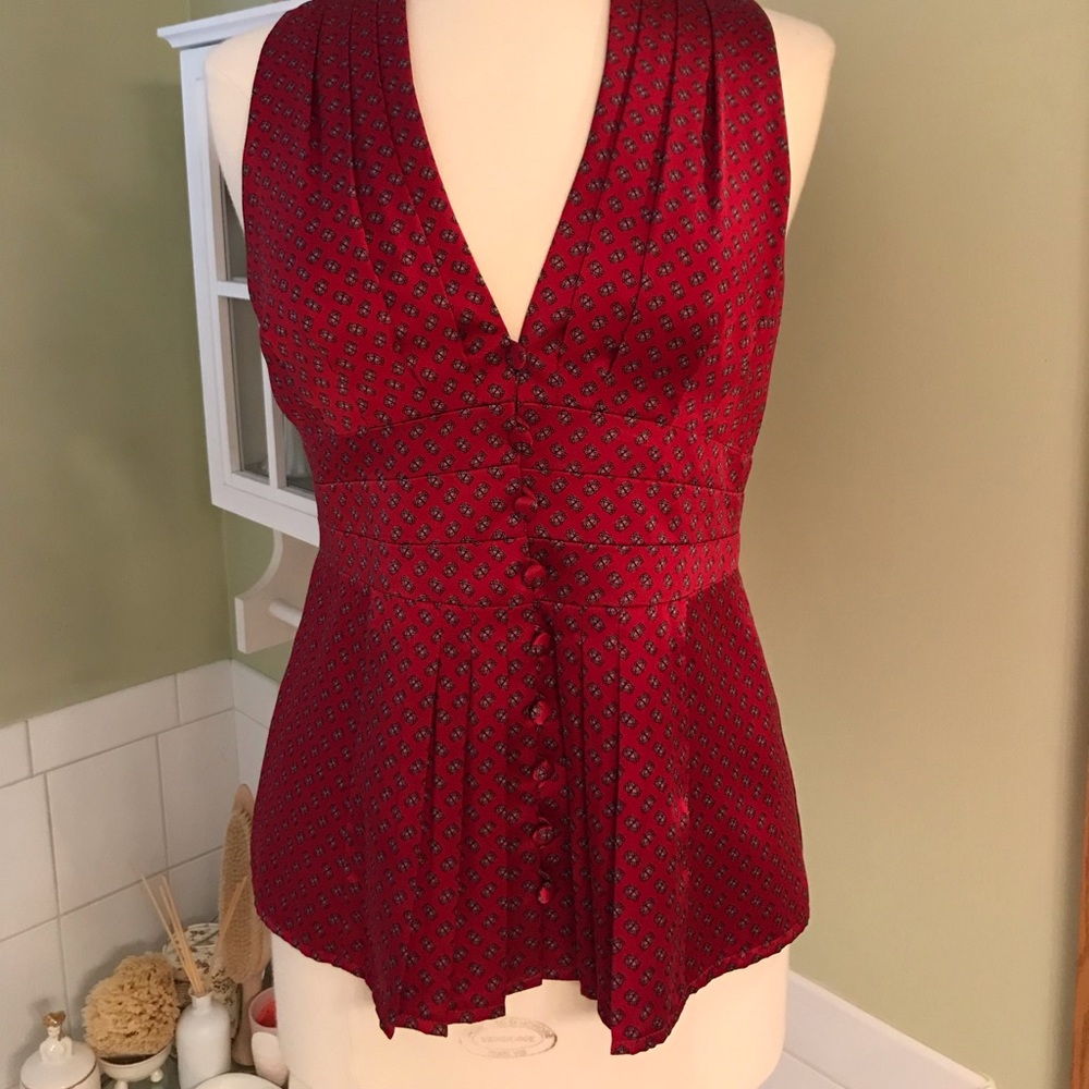 Nanette Lepore red sleeveless silk top